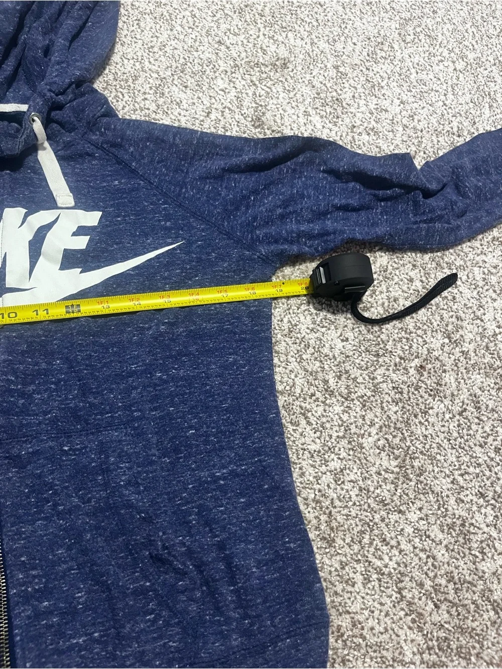 Nike Women’s Full Zip Hoodie Medium Blue Speckled Logo Sweatshirt Casual Y2K
